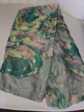 Floral Lightweight Scarf - Teal, Pink & Green